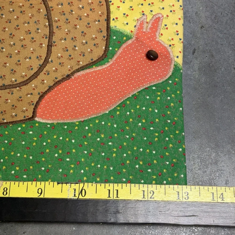 Vintage Hand Quilted Snail Appliance Cover Wall Hanging Cottagecore Folk Art